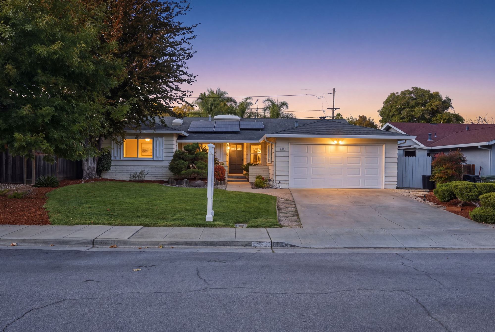 959 Eton Way front exterior at twilight