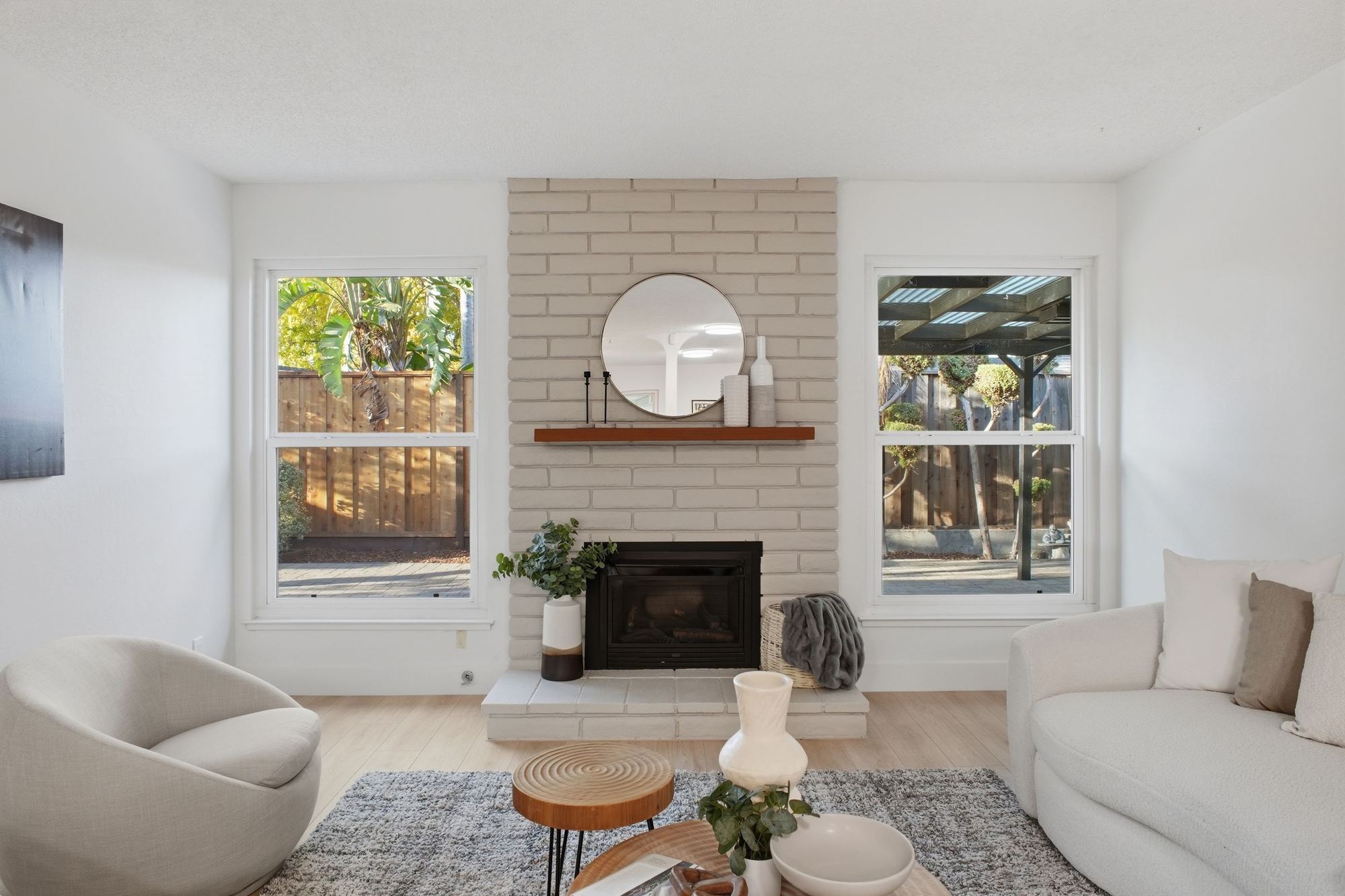 Living room with fireplace