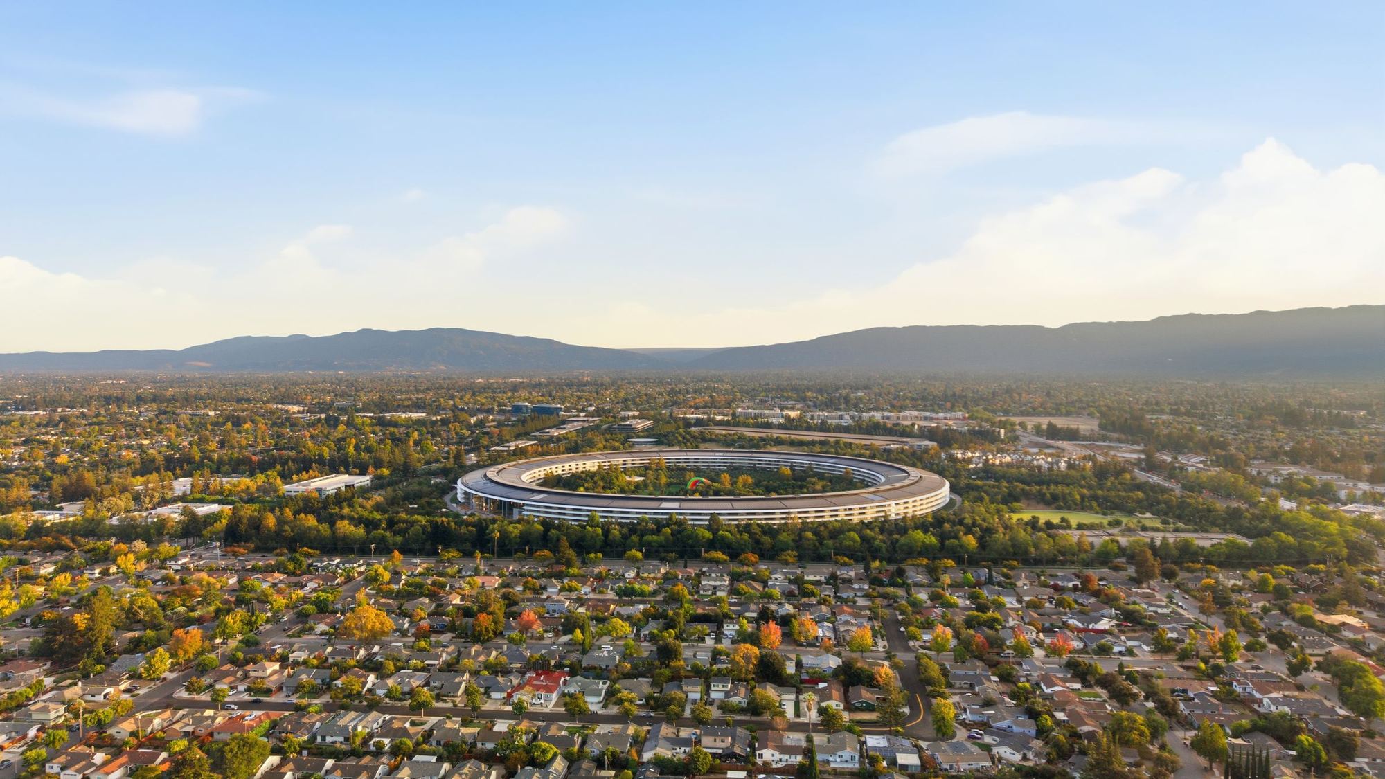 Aerial view toward Apple Park